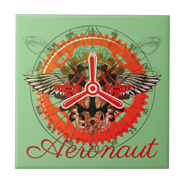 Steampunk Aeronaut, Himmelsmechanik Ceramic Tile (Front)
