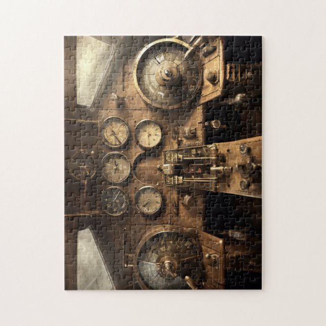 Steampunk aeroplane cockpit jigsaw puzzle (Vertical)
