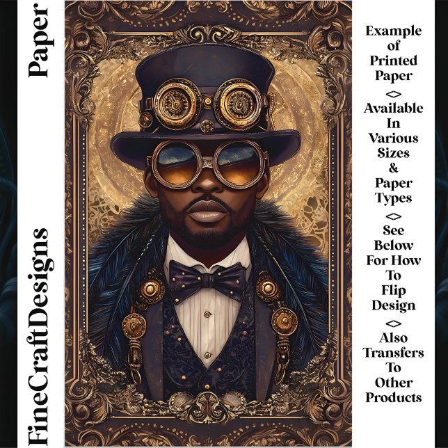 Steampunk African American Man CM6 Scrapbook Paper (Creator Uploaded)