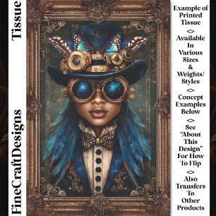 Steampunk African American Woman CM7 Decoupage Tissue Paper