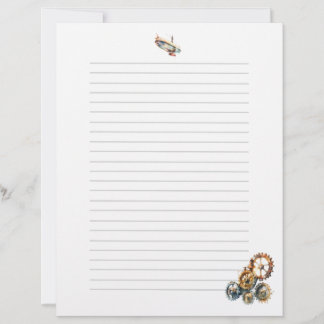 Steampunk Airship And Gears Custom Letterhead