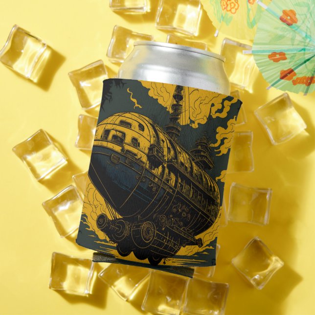 Steampunk Airship Can Cooler – Retro Majesty (In Situ Summer)