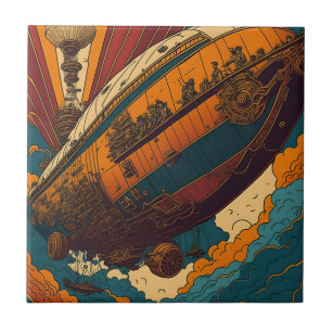 SteamPunk Airship Ceramic Tile