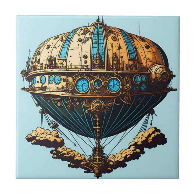 Steampunk Airship Dreams Ceramic Tile (Front)