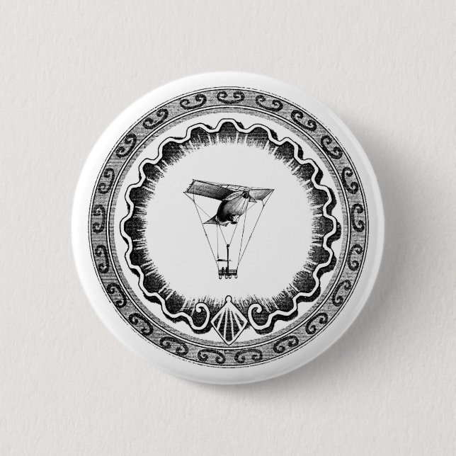 Steampunk Airship Flying Blimp 6 Cm Round Badge (Front)