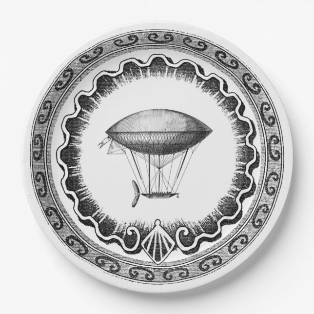 Steampunk Airship Paper Plate (Front)