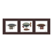 Steampunk Airship Trio of Fantasy Dirigibles