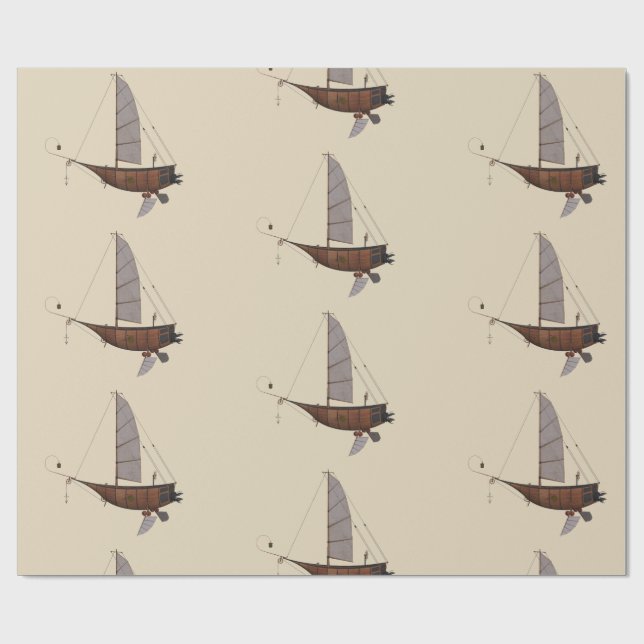 Steampunk Airship Wrapping Paper (Flat)