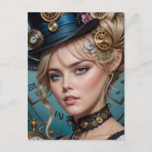 Steampunk Alice Postcard