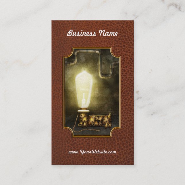 Steampunk - Alphabet - L is for Light Bulb Business Card (Front)