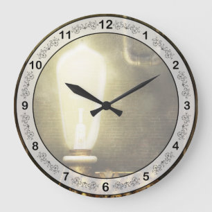 Steampunk - Alphabet - L is for Light Bulb Large Clock