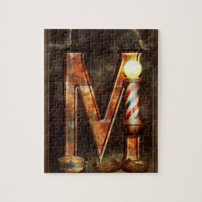 Steampunk - Alphabet - M is for Moustache Jigsaw Puzzle (Vertical)