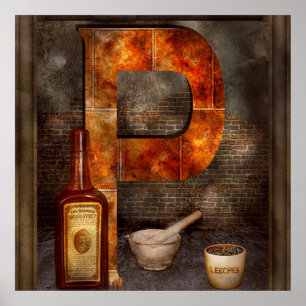 Steampunk - Alphabet - P is for Pharmacy Poster