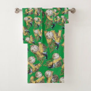 Steampunk Alphabet repeat design Bath Towel Set