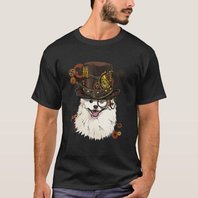 Steampunk American Eskimo Dog Steampunk Lovers Gif T-Shirt (Front)