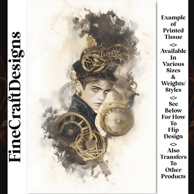 Steampunk Androgynous Character BP9 Decoupage Tissue Paper (Creator Uploaded)
