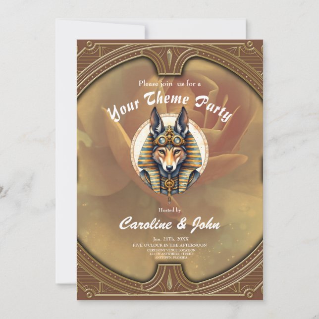 Steampunk Anubis Fox Portrait  Invitation (Front)
