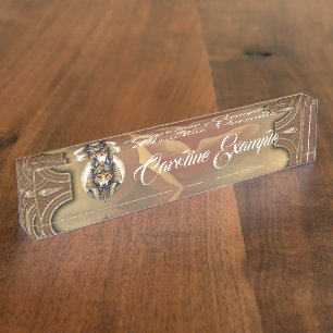 Steampunk Anubis Fox Portrait Nameplate