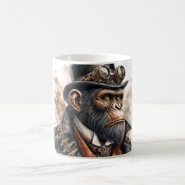 Steampunk Ape Watercolor Art Coffee Mug (Center)