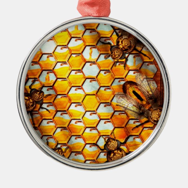 Steampunk - Apiary - The hive Metal Tree Decoration (Front)