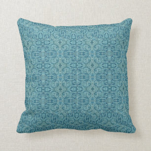 Steampunk Aqua Faux Flocked Pillows