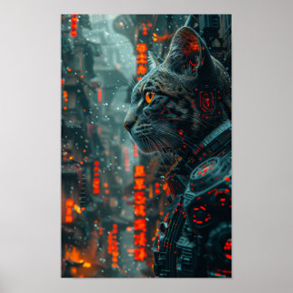 steampunk armoured cat poster