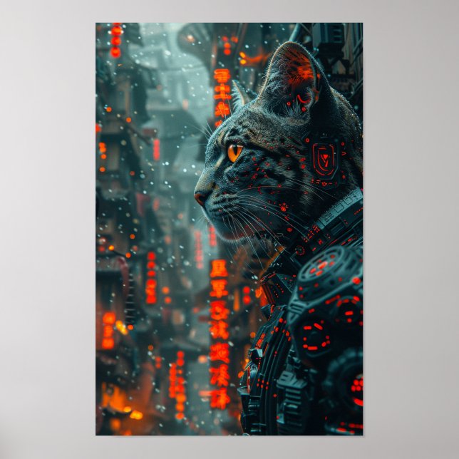 steampunk armoured cat poster (Front)
