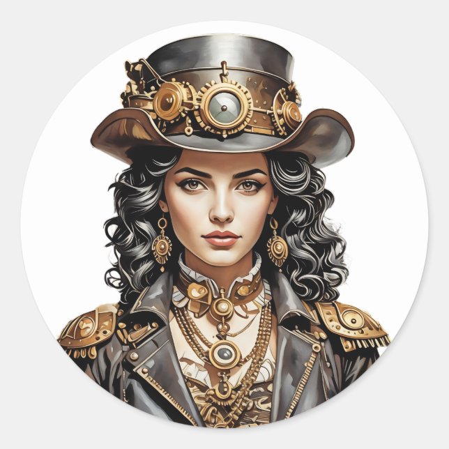 STEAMPUNK ART CLASSIC ROUND STICKER (Front)