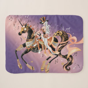 Steampunk Art Lady on Mechanical Horse Sherpa Blanket