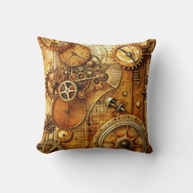 Steampunk Art Throw Pillow (Front)