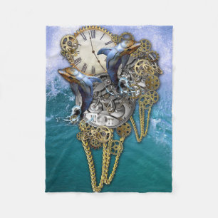 Steampunk-Art Time-Peace Sculpture Fleece Blanket
