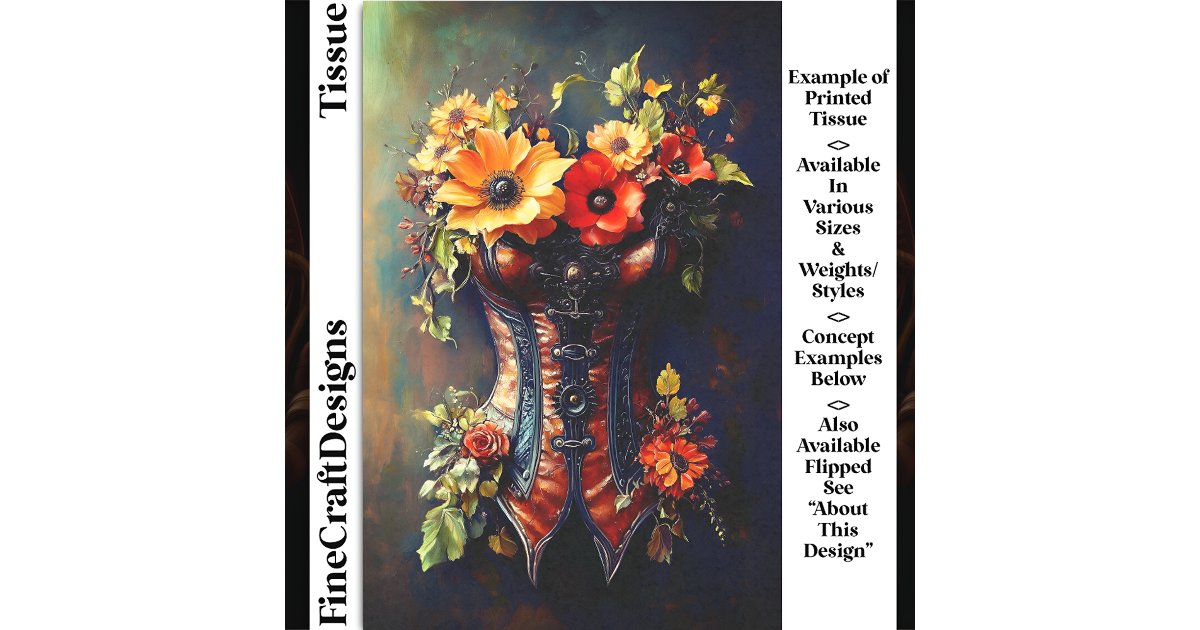 Steampunk Autumn Floral Basque DF7LF Decoupage Tissue Paper | Zazzle