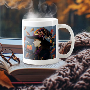 Steampunk Autumn Witch Pumpkin Clockwork Hat Coffee Mug