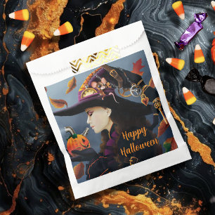 Steampunk Autumn Witch Pumpkin Clockwork Hat Favour Bag