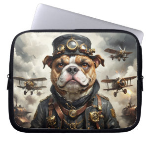 Steampunk aviator English Bulldog Laptop Sleeve