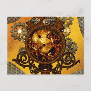 Steampunk,, awesome clock postcard