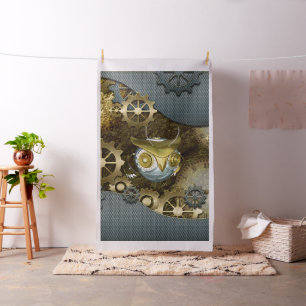 Steampunk, awesome mechanical owl fabric