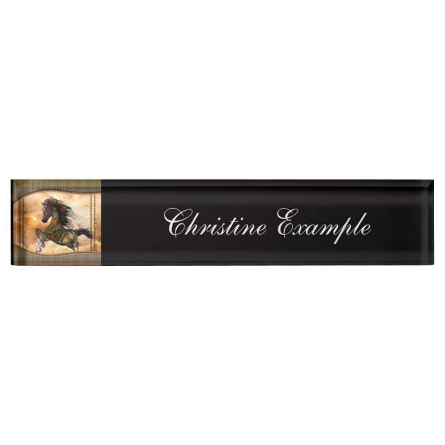 Steampunk, awesome steampunk horse nameplate (Front)
