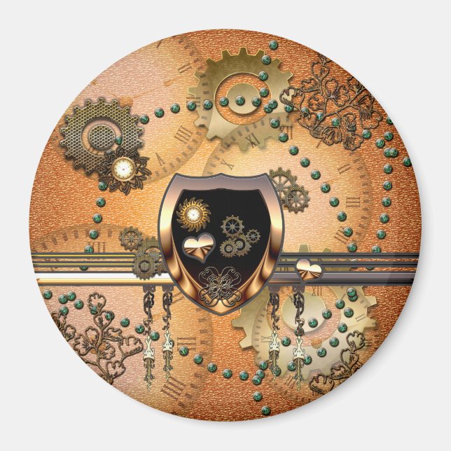 Steampunk, awsome shield with hearts magnet (Front)