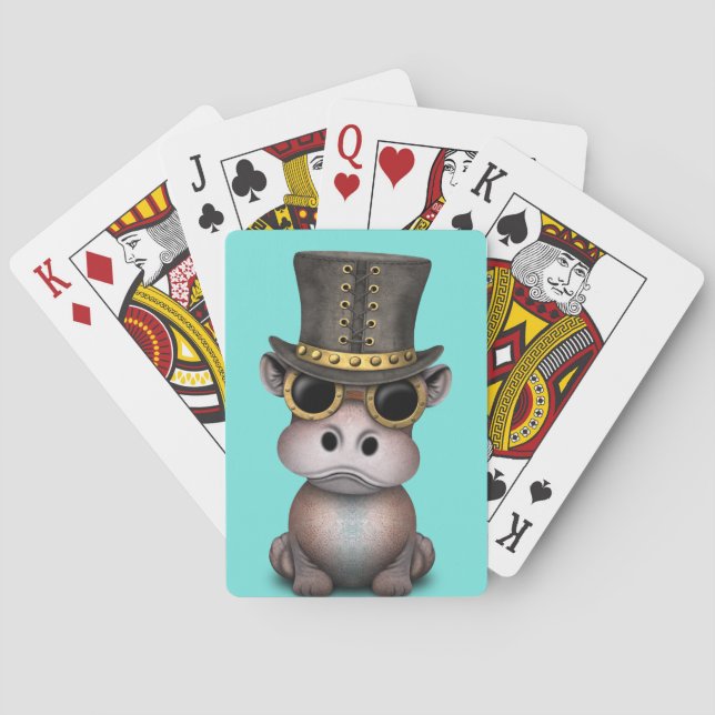 Steampunk Baby Hippo Playing Cards (Back)