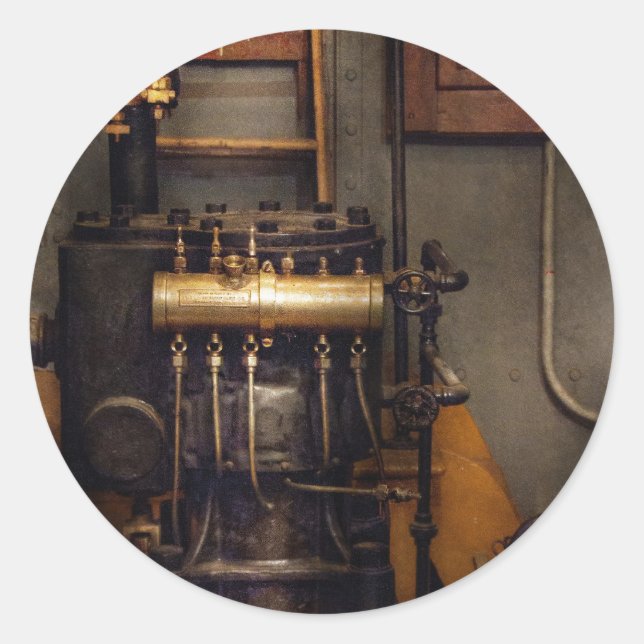 Steampunk - Back in the engine room Classic Round Sticker (Front)
