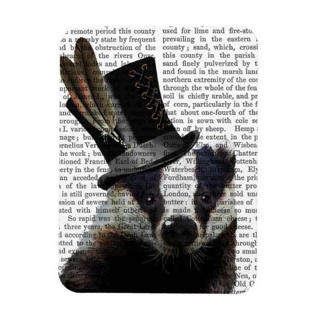 Steampunk Badger in Top Hat Magnet (Vertical)