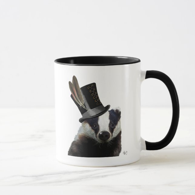 Steampunk Badger in Top Hat Mug (Right)