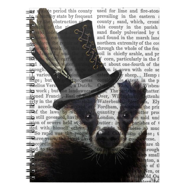 Steampunk Badger in Top Hat Notebook (Front)