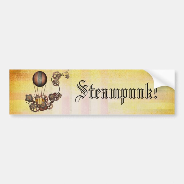 Steampunk Balloon Antique Yellow Bumper Sticker (Front)