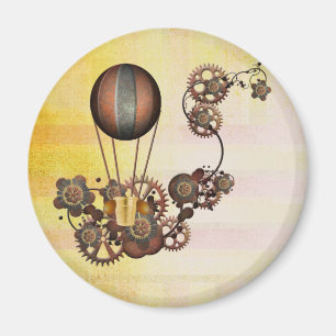 Steampunk Balloon Antique Yellow Magnet