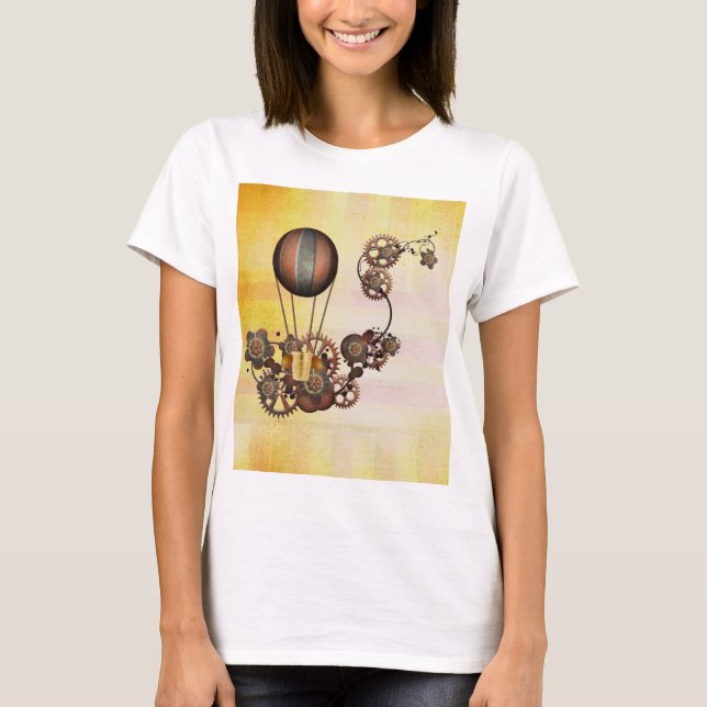 Steampunk Balloon Antique Yellow T-Shirt (Front)