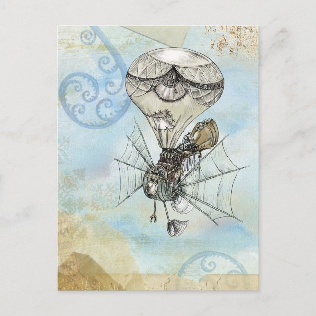 steampunk balloon postcard (Front)