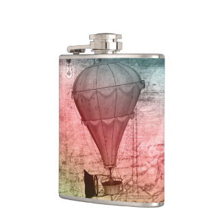 Steampunk Balloon Sketch Drinking Flask
