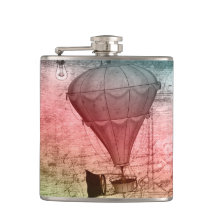 Steampunk Balloon Sketch Drinking Flask